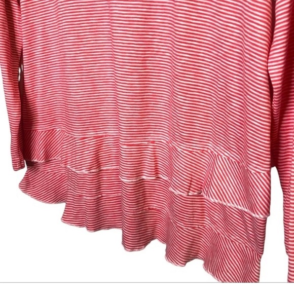 Soft Surroundings Women's 100% Pima Red & White Ruffle Hem Tunic Top L N… - Picture 2 of 11